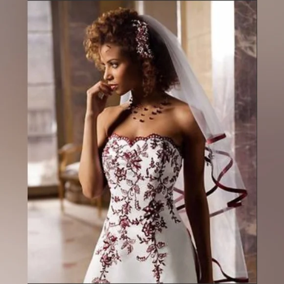 David's bridal apple red wedding dress clearance